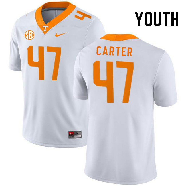Youth #47 Arion Carter Tennessee Volunteers College Football Jerseys Stitched Sale-White - Click Image to Close